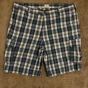 Dockers Blue and White Plaid Cargo Shorts